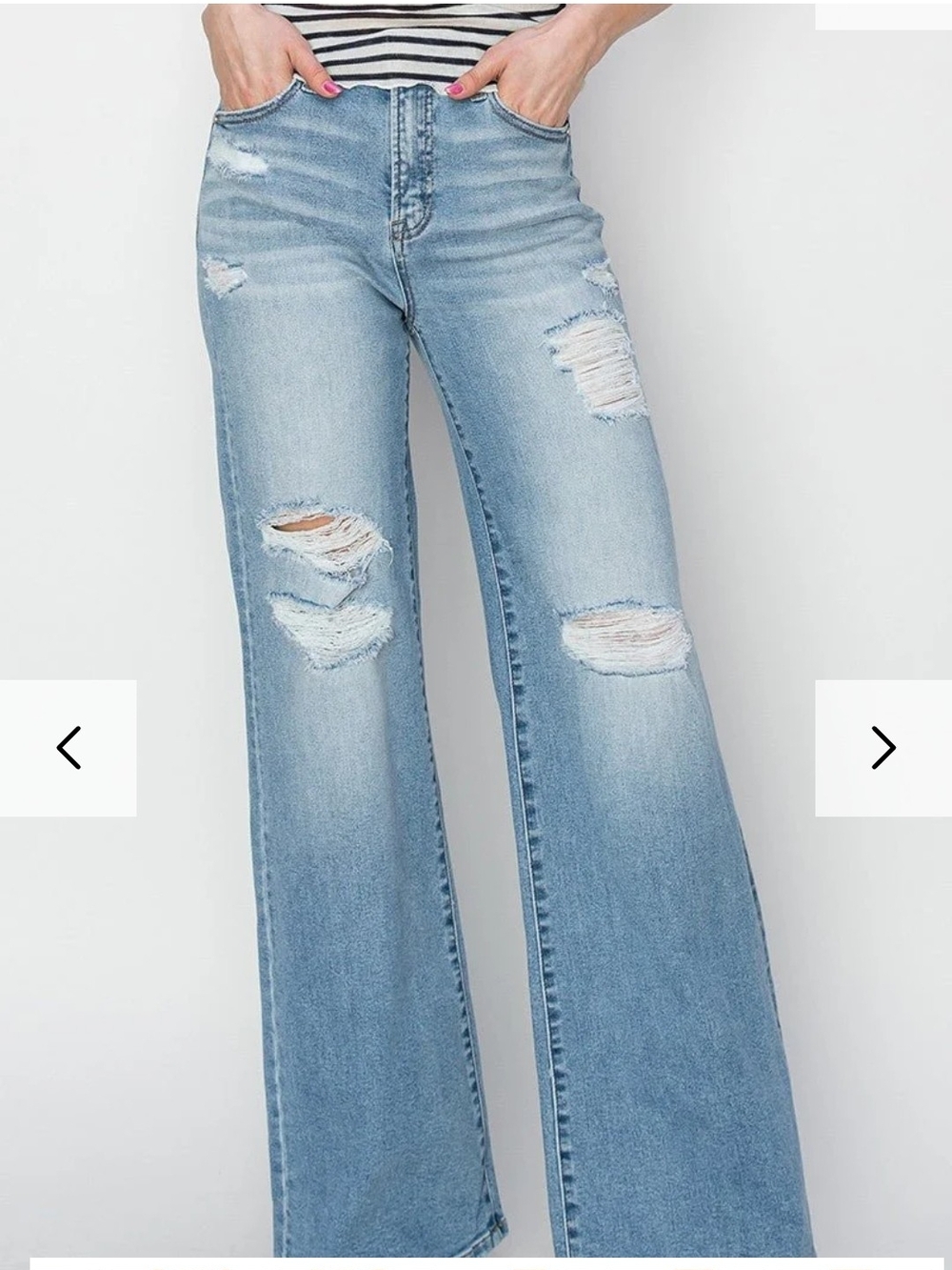 Risen Light Blue Wide-Leg Jeans for Women — Size 13/31
